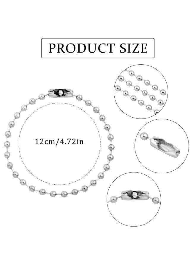 HZYH 100Pcs Ball Beads Chain Bulk, Chains with Connector for Jewelry Making, DIY for Pendant Chain Keychain Dog Tag Chain, Hanging Decoration - Image 2