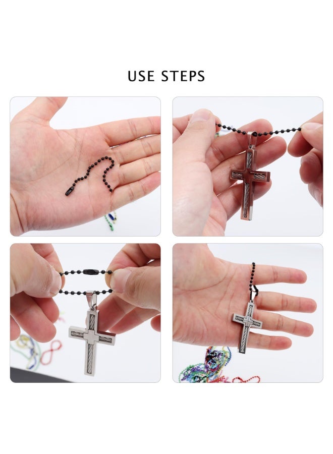 HZYH 100Pcs Ball Beads Chain Bulk, Chains with Connector for Jewelry Making, DIY for Pendant Chain Keychain Dog Tag Chain, Hanging Decoration - Image 3