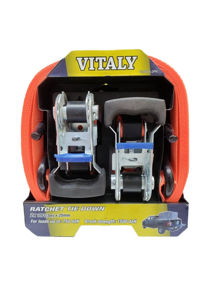 VITALY حزام ربط قابل للتعديل 25 مم × 3 أمتار 2 قطع VI-RTD-2PK فيتالي