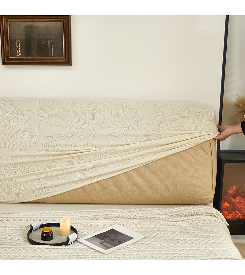 1pc Dj White Jacquard Velvet Solid Color Simple Stretch Headboard Cover All Inclusive Headboard Slipcover Bedroom Furniture Protector Home Decor 180cm Length - Image 5