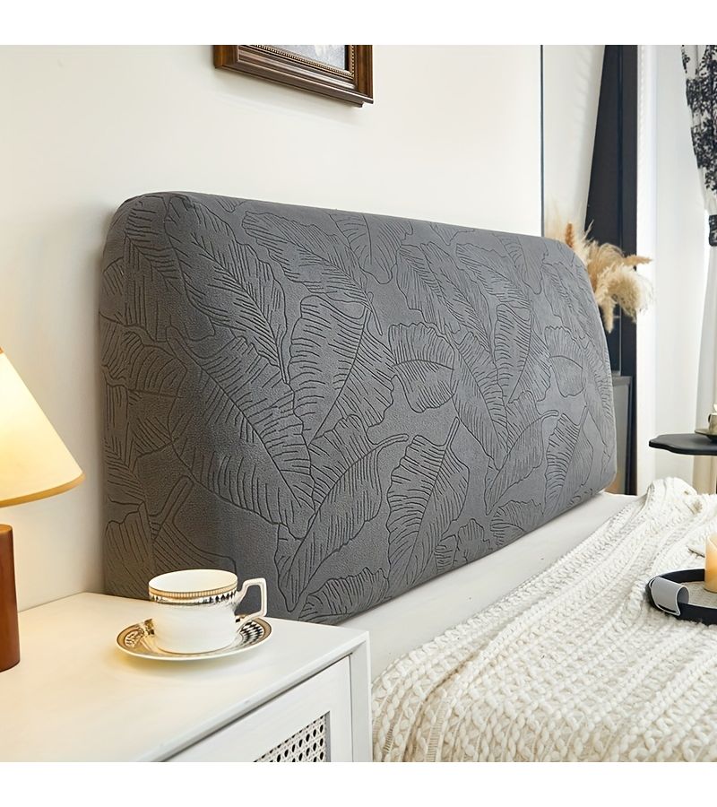 1pc Dj White Jacquard Velvet Solid Color Simple Stretch Headboard Cover All Inclusive Headboard Slipcover Bedroom Furniture Protector Home Decor 180cm Length - Image 3
