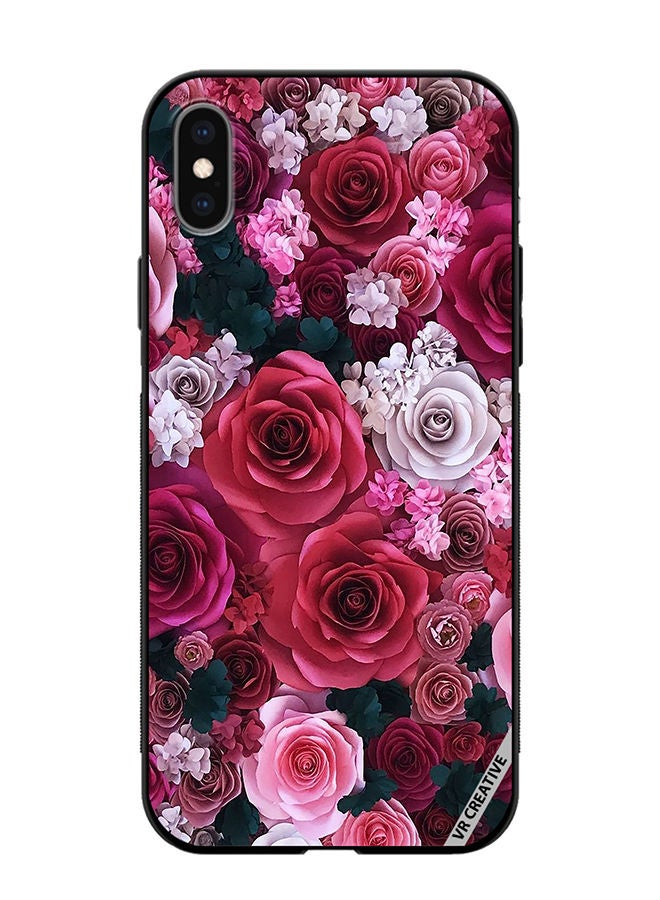 VR CREATIVE Protective Case Cover For Apple iPhone X/XS Rose Flower Design Multicolour - Image 1