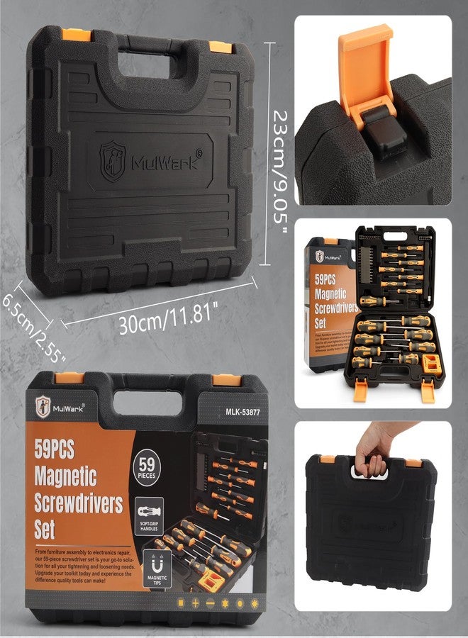 MulWark Magnetic Screwdriver Set with Case, Screw Driver Set Kit 59 Piece Includs Phillips, Hex, Pozidriv, Torx and Precision Screw Driver Set, Replaceable Screwdriver Bit Set for Men, Dad, Husband - Image 3