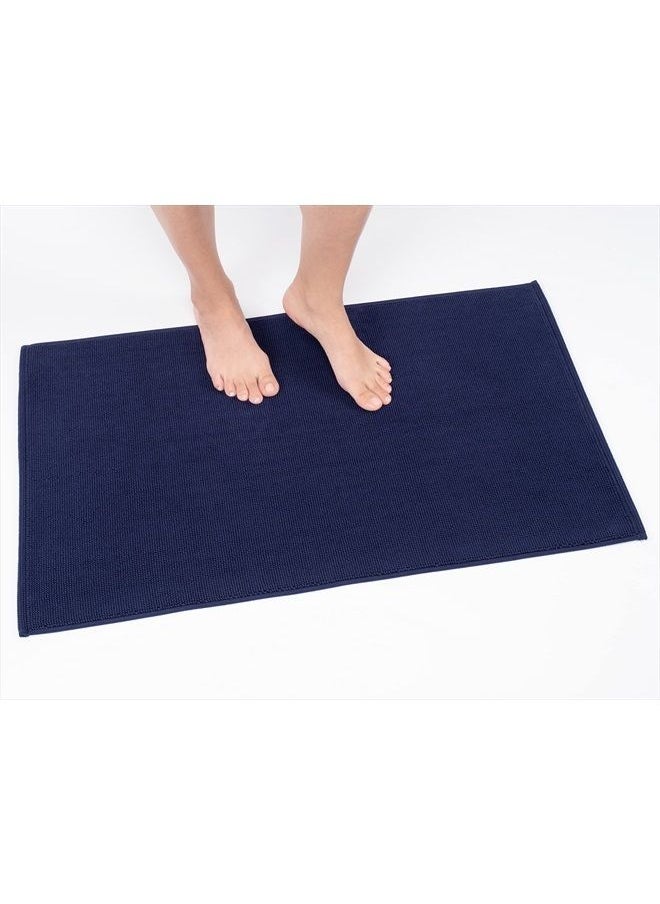 Cotton Paradise Bath Rug for Bathroom, 20x34 inch 100% Cotton Non Slip Bath Mat Rug, Soft Absorbent Machine Washable, Navy Blue Bath Rug  - Image 1