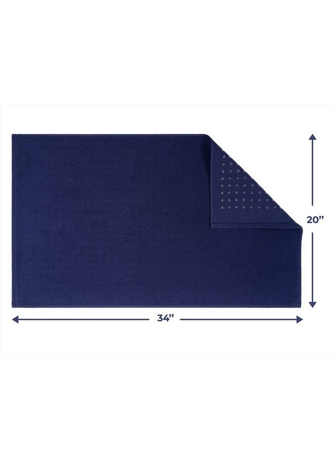 Cotton Paradise Bath Rug for Bathroom, 20x34 inch 100% Cotton Non Slip Bath Mat Rug, Soft Absorbent Machine Washable, Navy Blue Bath Rug  - Image 3