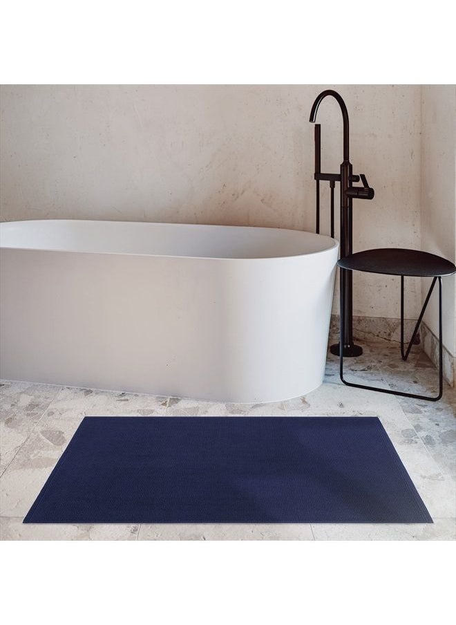 Cotton Paradise Bath Rug for Bathroom, 20x34 inch 100% Cotton Non Slip Bath Mat Rug, Soft Absorbent Machine Washable, Navy Blue Bath Rug  - Image 2