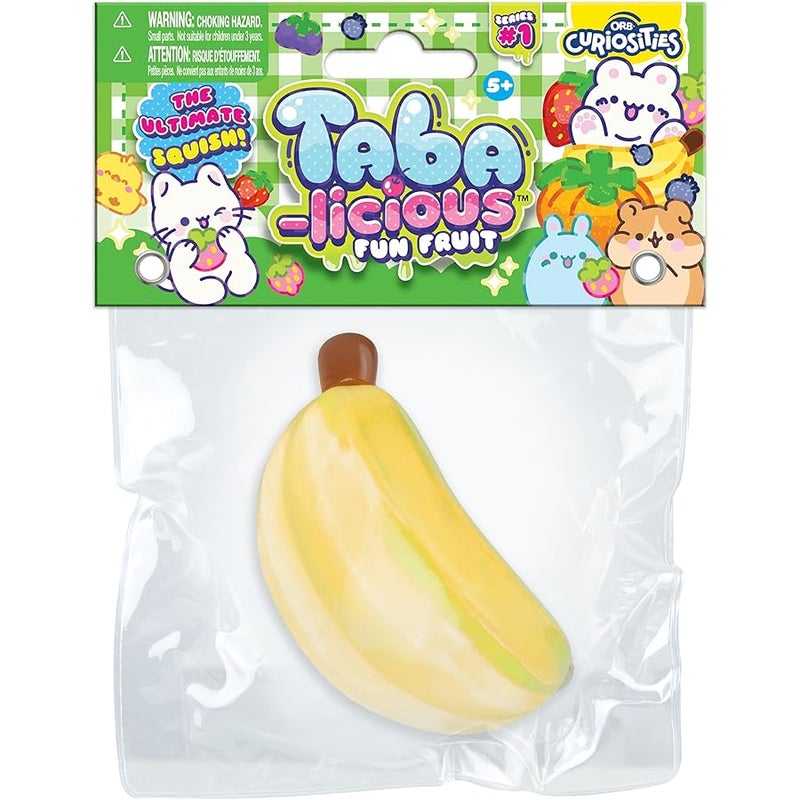 The Orb Factory ORB Tabalicious TABA Squishy Banana Fun Fruit Toy - Cute, Sticky Fruit TABA Squishies with Transparent Realistic Color – Squishy Stress Ball Toys - Kawaii Sensory Fidget Toys for Kids and Adults - Image 5