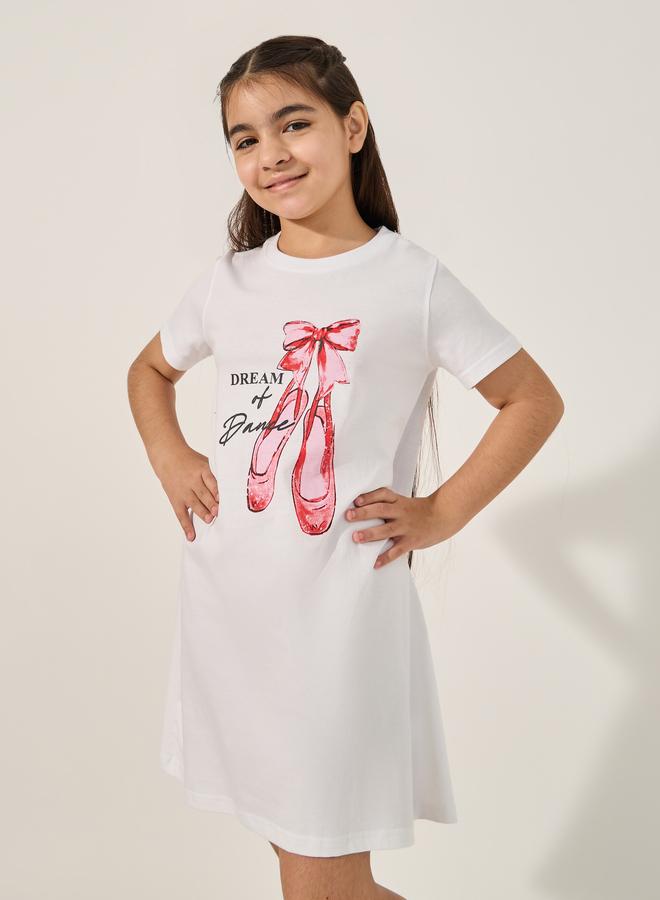 Styli Graphic Print Short Sleeve Nightdress - Image 2