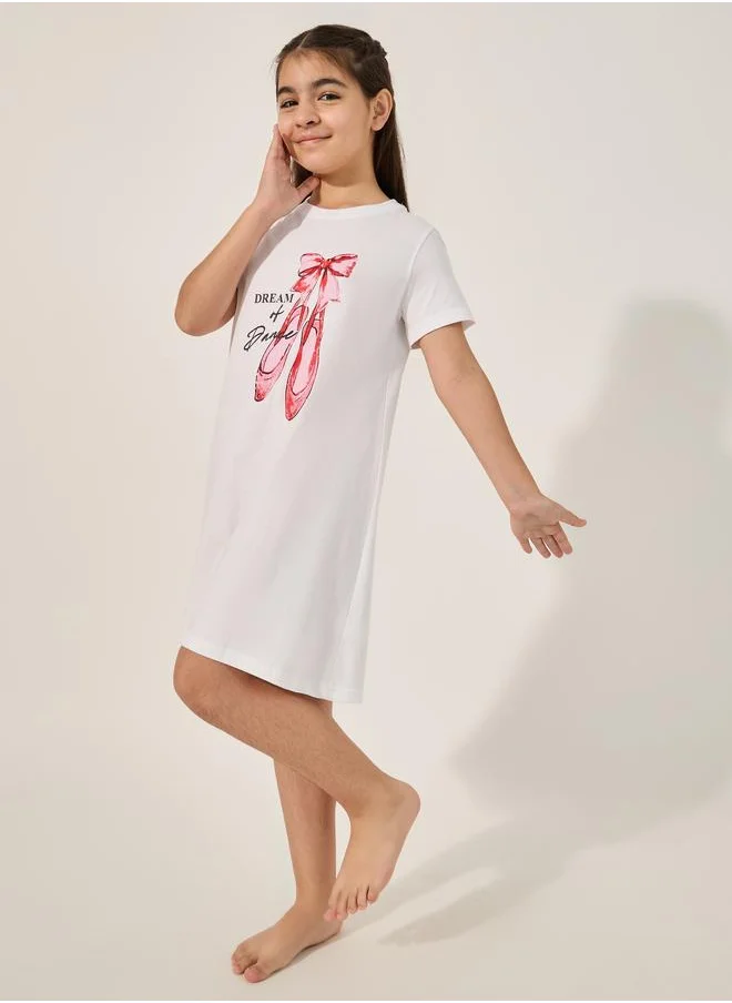 Styli Styli Graphic Print Short Sleeve Nightdress