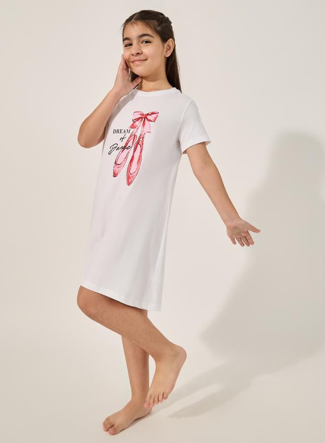 Styli Graphic Print Short Sleeve Nightdress - Image 1