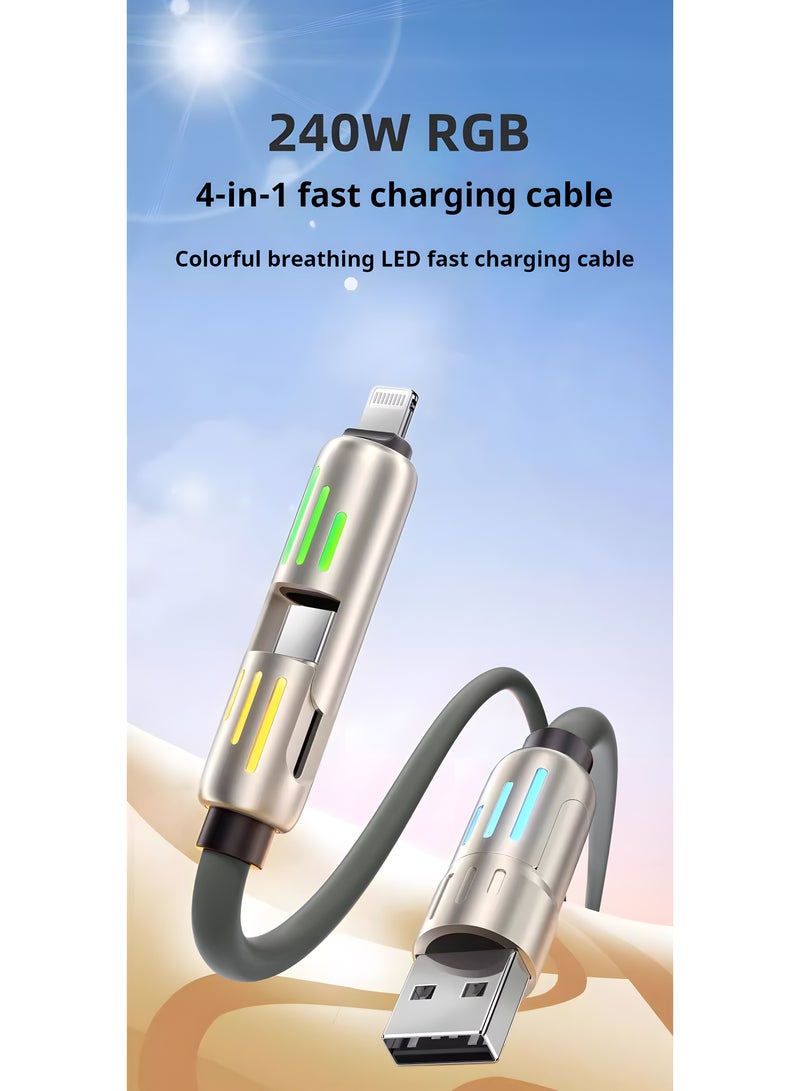 أضف هذا كابل شحن سريع للغاية للهواتف المحمولة 4 في 1 بقوة 240 واط بطول 1.5 إلى 2 متر - Image 5