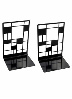 KASTWAVE Bookends, Decorative Vintage Iron Bookshelf Folder Stand Magazines Recipes File Rack Holder Metal Book Supports For Home School Office Decorative 2 Pack Black  - Image 1