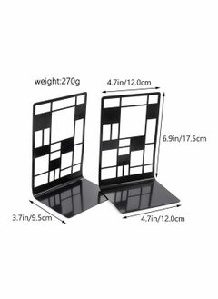 KASTWAVE Bookends, Decorative Vintage Iron Bookshelf Folder Stand Magazines Recipes File Rack Holder Metal Book Supports For Home School Office Decorative 2 Pack Black  - Image 5