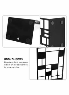 KASTWAVE Bookends, Decorative Vintage Iron Bookshelf Folder Stand Magazines Recipes File Rack Holder Metal Book Supports For Home School Office Decorative 2 Pack Black  - Image 4
