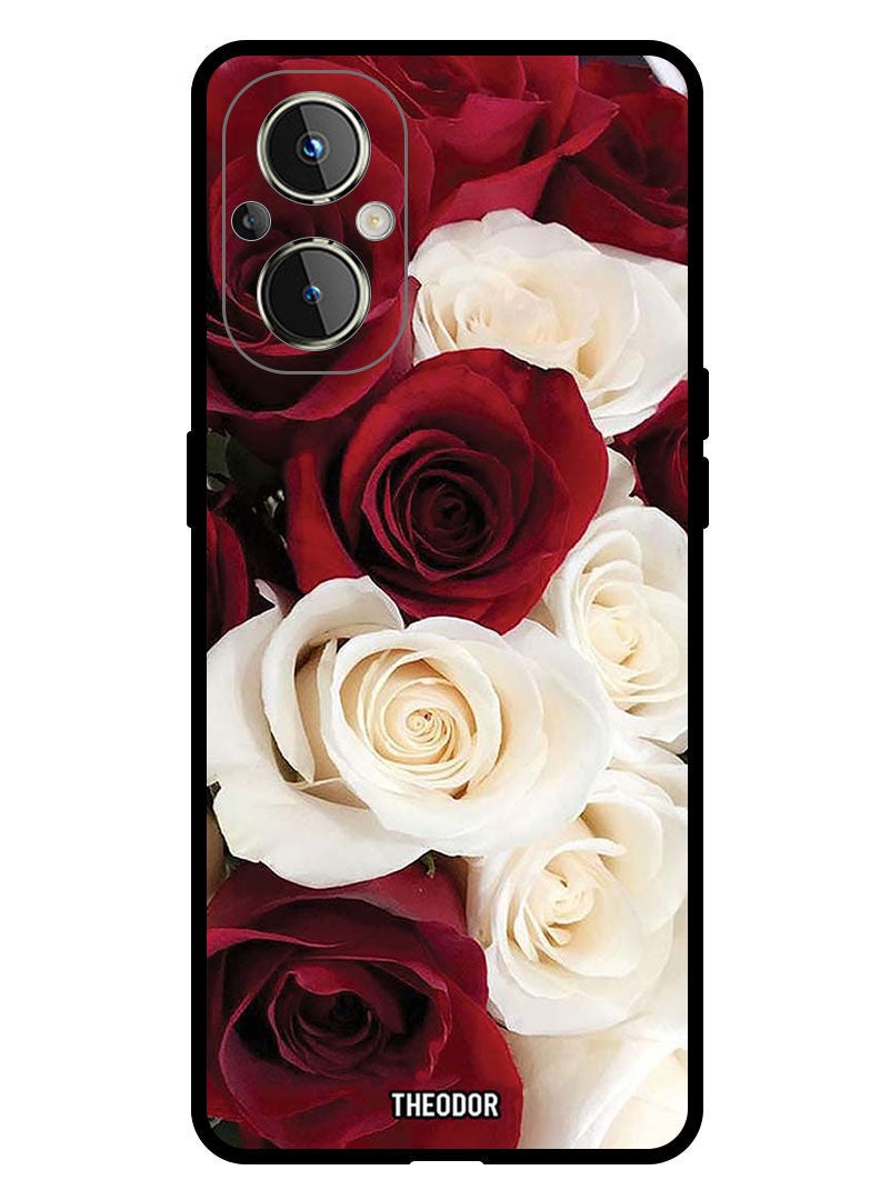 Theodor Protective Case Anti Scratch Shock Proof Bumper Cover For Oppo Reno 8 Z  White & Red Flower - Image 1