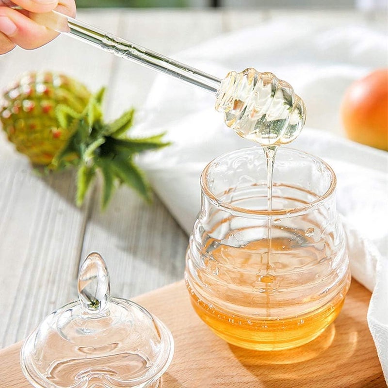 Drumil Honey Jar with Dipper and Lid Glass - Heat-Resistant Bee Honey Pot for Jam/Jelly/Syrup/Home/Kitchen (Pack of 1) (250ml)  - Image 4