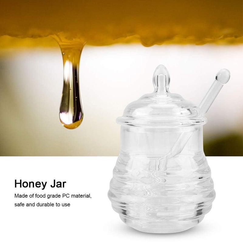 Drumil Honey Jar with Dipper and Lid Glass - Heat-Resistant Bee Honey Pot for Jam/Jelly/Syrup/Home/Kitchen (Pack of 1) (250ml)  - Image 2