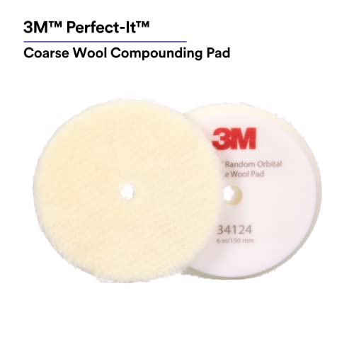 3M PerfectIt Random Orbital Coarse Wool Compounding Pad 6150 mm White 34124 Orbital Pads for Automotive Compounding and Polishing - Image 3