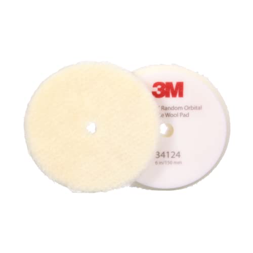 3M PerfectIt Random Orbital Coarse Wool Compounding Pad 6150 mm White 34124 Orbital Pads for Automotive Compounding and Polishing - Image 1