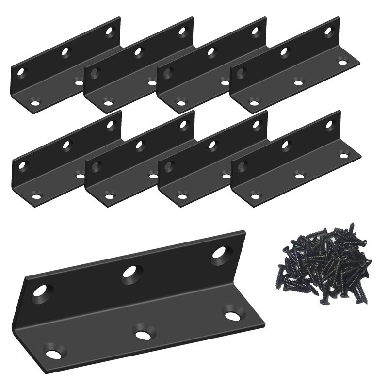 Aufuga L Bracket,Heavy Duty Corner Brace,Stainless Steel Corner Bracket,Black Large Angle Brackets, Metal Braces for Wood Aufuga (8, 3.2x0.8x0.8) - Image 1