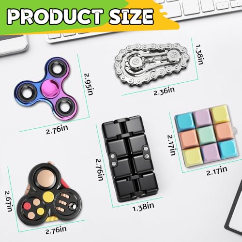 Cybemaga Fidget Toys Set for Adults Sensory Pack with Fidget Spinner Robot Spinner Fidget Cube Keyboard Clicker Toy Fidget Pad Stress Relief Desk Gadget for Office Birthday Gift Set - Image 5