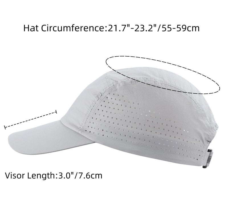 Connectyle Unisex Quick Dry Outdoor Sports Hat for Men Women UPF 50+ Cooling Run Cap Adjustable Baseball Fit Cap Light Grey - Image 2