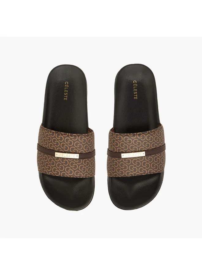 Celeste Women's Monogram Print Slip-On Slides