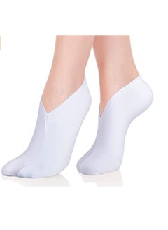 Premium Cotton Spandex Cosmetic Moisturizing Natural Therapy Socks for Dry Feet Healing and Beauty, Spa Socks for Dry Feet, Moisture Enhancing Socks for Women and Men White 2 Pairs