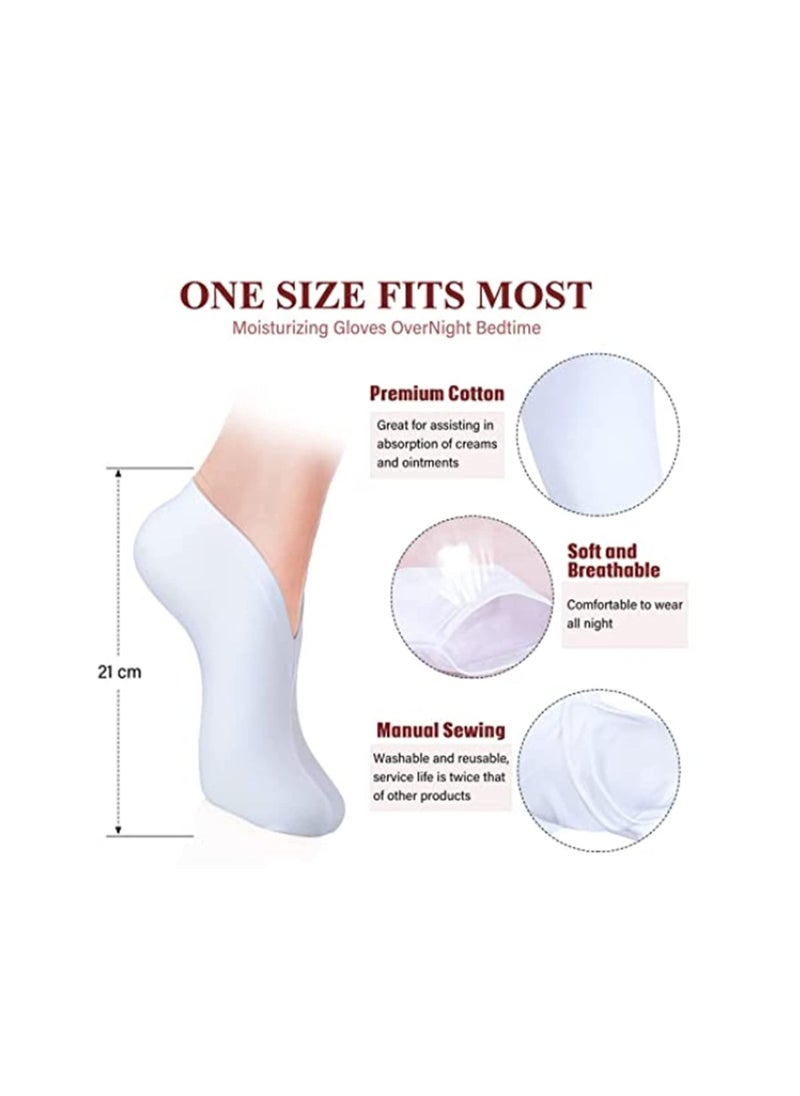 SYOSI - Premium Cotton Spandex Cosmetic Moisturizing Natural Therapy Socks for Dry Feet Healing and Beauty, Spa Socks for Dry Feet, Moisture Enhancing Socks for Women and Men White 2 Pairs - Image 1