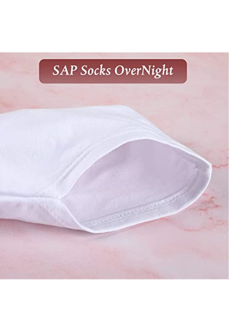 SYOSI - Premium Cotton Spandex Cosmetic Moisturizing Natural Therapy Socks for Dry Feet Healing and Beauty, Spa Socks for Dry Feet, Moisture Enhancing Socks for Women and Men White 2 Pairs - Image 1