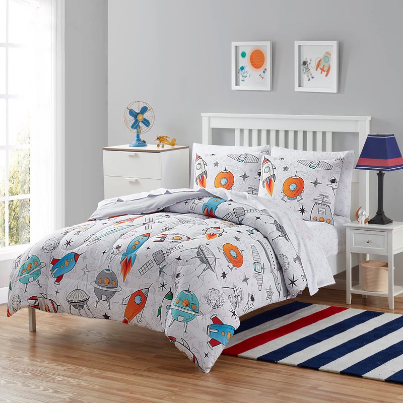 Sweet Home Collection Kids Bedding Set Bed in a Bag for Boys and Girls Toddlers Printed Sheet Set and Comforter  Twin Floating in Space 