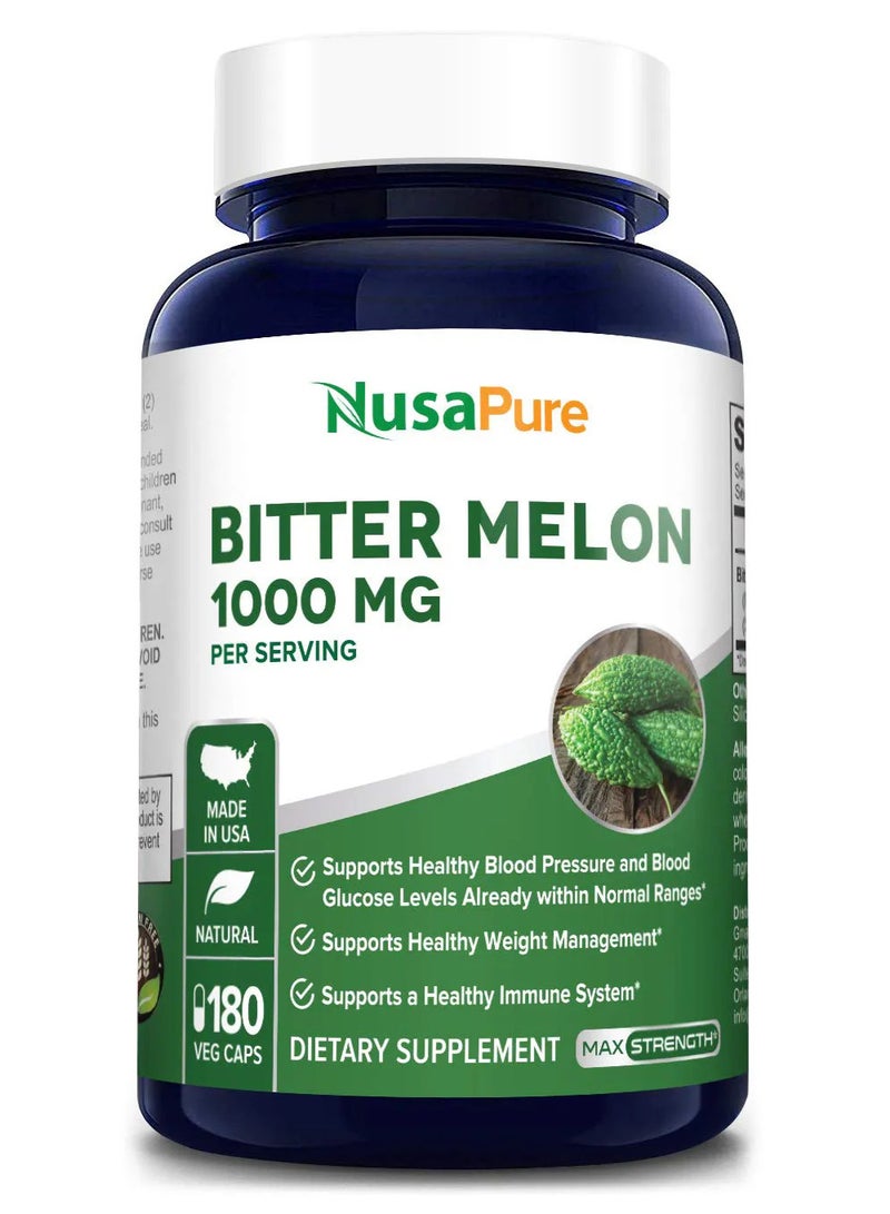 NusaPure Bitter Melon 1000mg per serving 180 Veg Caps - Image 1