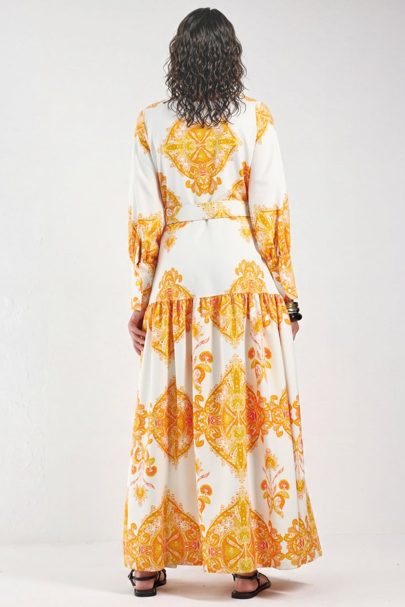 Jennyfer Paisley Print Belted Maxi Dress with Shirt Collar - Image 3