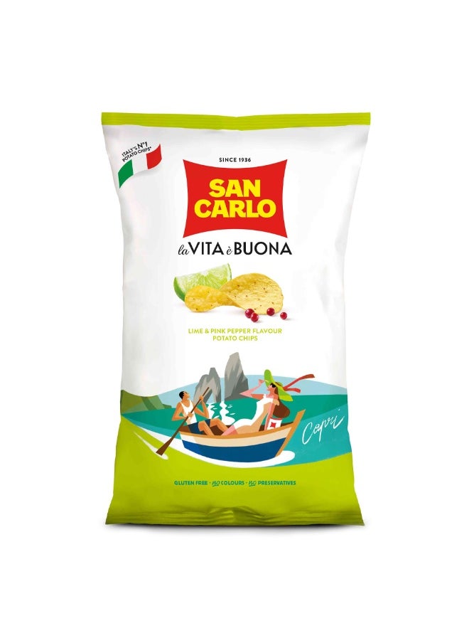 San Carlo Potato Chips with Lime And Pepper Flavor, 150g 