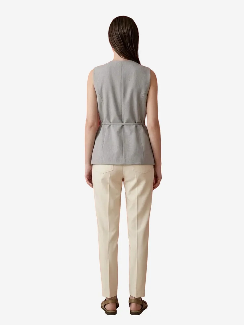 My Fashion Light Grey MY FASHION Belted crepe waistcoat for Women | Best Price UAE