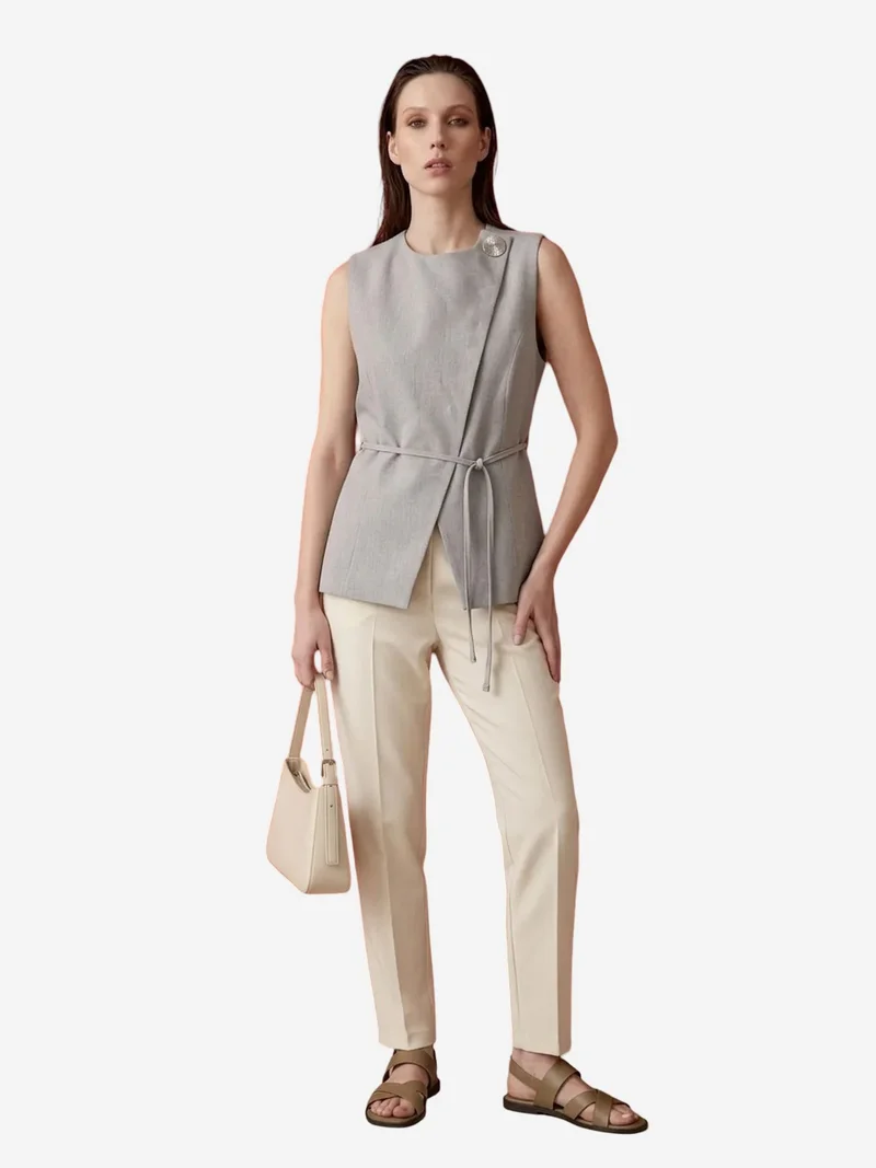 MY FASHION MY FASHION Belted crepe waistcoat