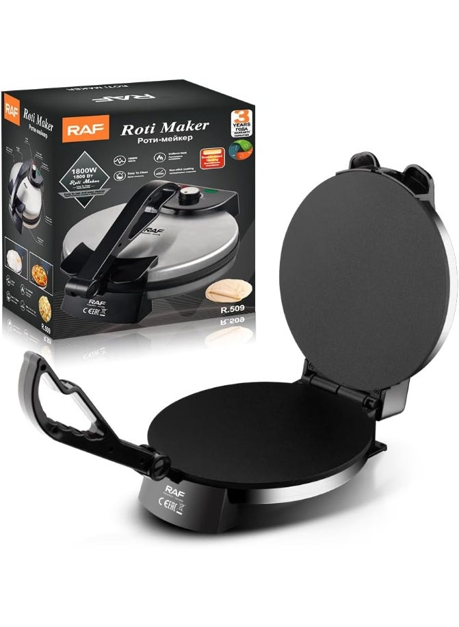 RAF Non-Stick 10-Inch Roti Maker | 1800W Double-Sided Heating Chapati Press | Fast Uniform Heat Flatbread Maker - Image 1