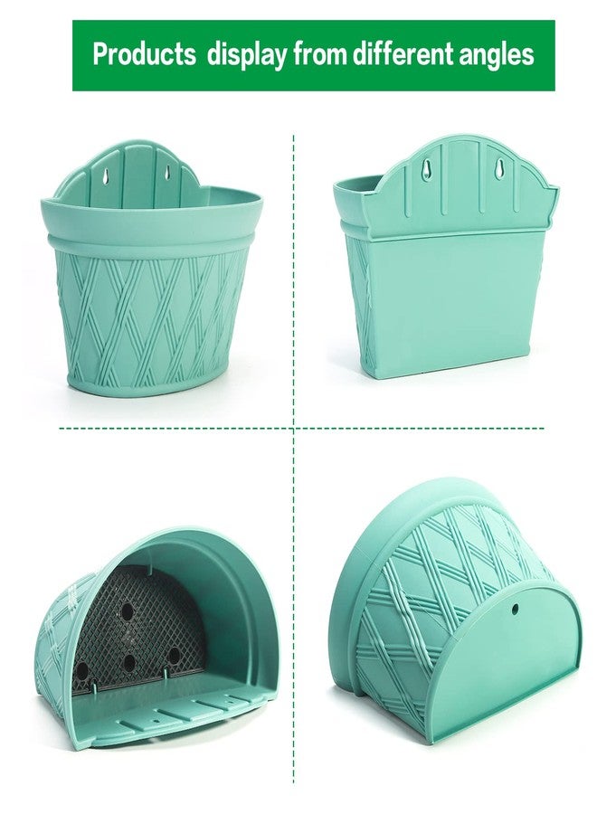 Sungmor Wall Hanging Planters,11.5 Inch Hanging Flower Pots for Railing Fence - Indoor Outdoor Balcony Wall Planter Hanging Basket, Plastic Pot Plant Container - Half Round & 3PC Pack & Green - Image 4
