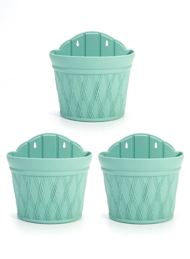 Sungmor Wall Hanging Planters,11.5 Inch Hanging Flower Pots for Railing Fence - Indoor Outdoor Balcony Wall Planter Hanging Basket, Plastic Pot Plant Container - Half Round & 3PC Pack & Green - Image 3