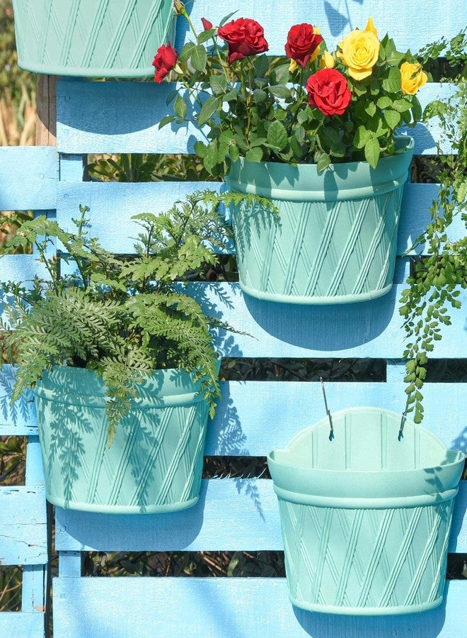 Sungmor Wall Hanging Planters,11.5 Inch Hanging Flower Pots for Railing Fence - Indoor Outdoor Balcony Wall Planter Hanging Basket, Plastic Pot Plant Container - Half Round & 3PC Pack & Green - Image 1