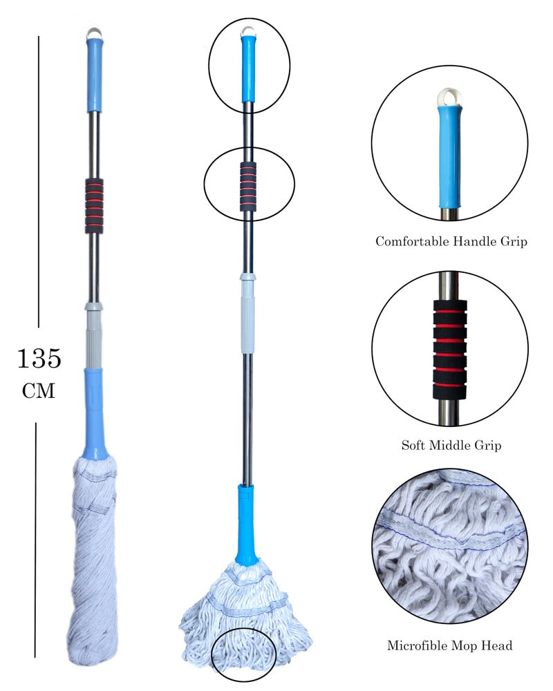 NORIDY Self Wringing Microfiber Twist Mop for Floor Cleaning Microfiber Squeeze Twist mop Stick for Cleaning with Wringer Pocha for Floor Cleaning Mop(Blue) - Image 3