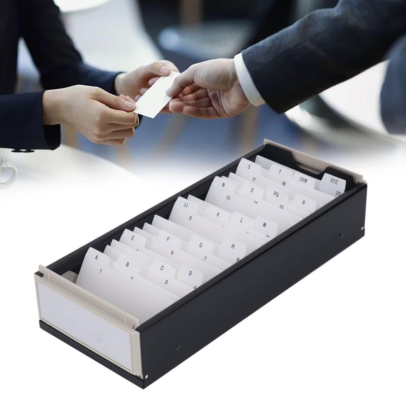 Desk Business Card Holder Organizer for 800 Cards with Dividers AZ Tabs Black - Image 3