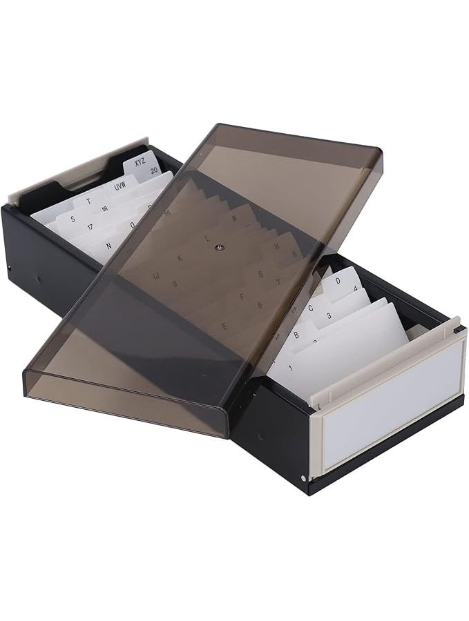 Desk Business Card Holder Organizer for 800 Cards with Dividers AZ Tabs Black - Image 1