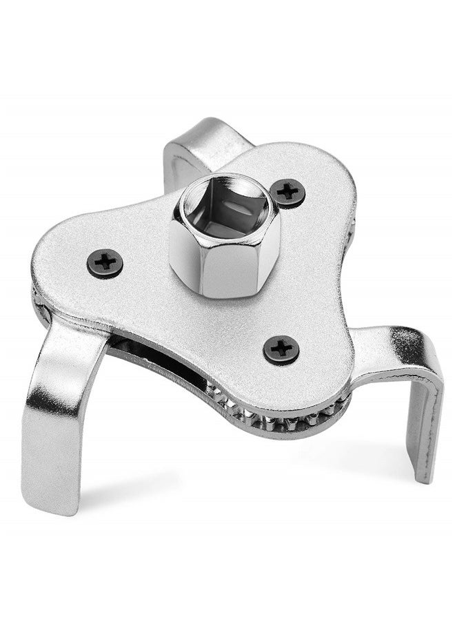 Generic Universal Adjustable Oil Filter Wrench From Jaws Oil Filter Wrench Tool Set Remover Socket (Silver)  - Image 1