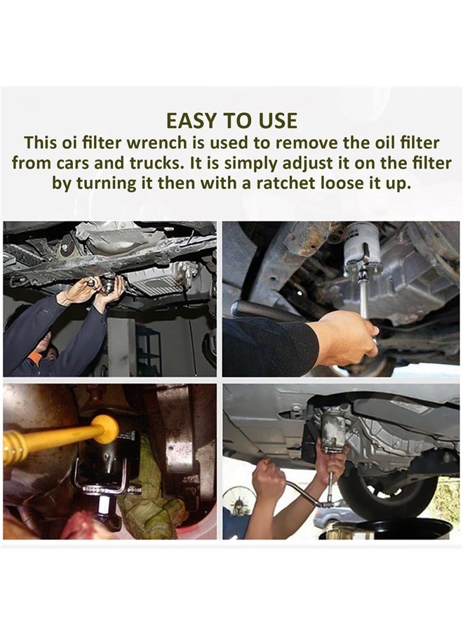 Generic Universal Adjustable Oil Filter Wrench From Jaws Oil Filter Wrench Tool Set Remover Socket (Silver)  - Image 3