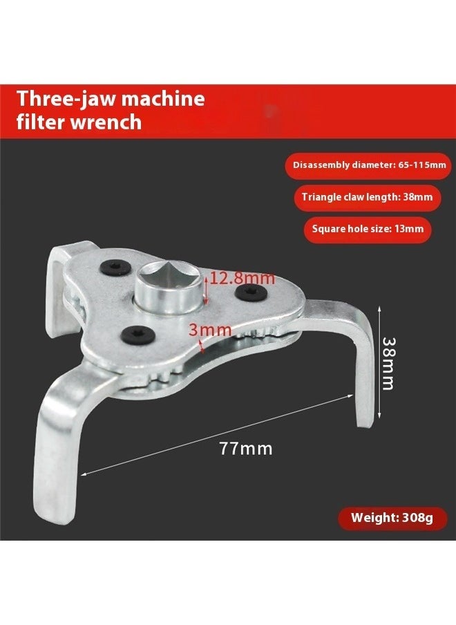 Universal Adjustable Oil Filter Wrench From Jaws Oil Filter Wrench Tool Set Remover Socket (Silver)