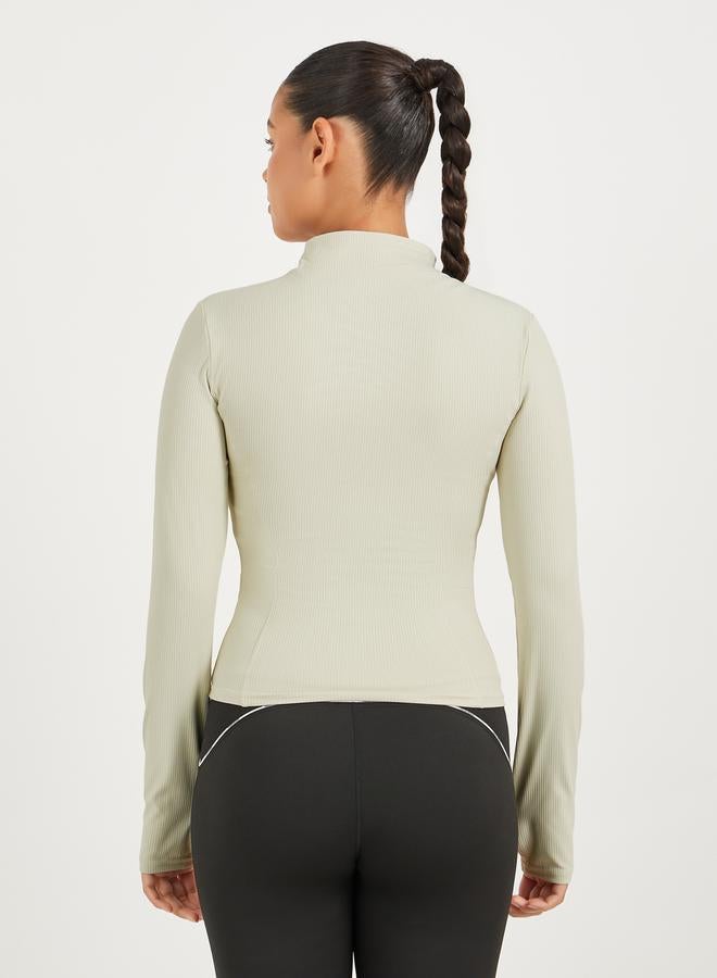 ستايلي اكتيف جاكيت بسحاب وفتحات للإبهام بنسيج مضلع - Image 4