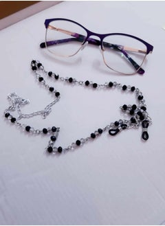 RA accessories Eyeglasses Chain Handmade Black Crystal,Silvery chain  - Image 1