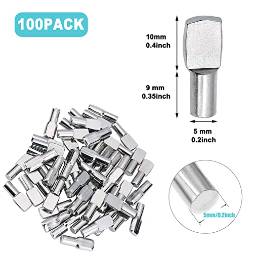 Cerpourt 100 Pcs Shelf Pins, 5mm Spoon Shape Nickel Plated Shelf Support Pegs for Bookshelves, Cabinets & Closet - Image 2