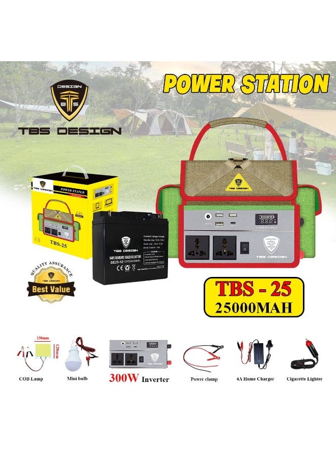 توبيز بطارية توبي TBS 25A 25000 مللي أمبير قابلة لإعادة الشحن مع محول طاقة 220 فولت، مثالية للتخييم-BTY 25A - Image 2